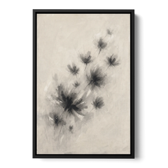 Black and White Abstract Art Prints Charcoal Blooms - Black Framed Canvas Wall Art - Front