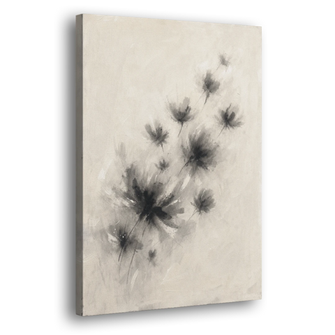 Black and White Abstract Art Prints Charcoal Blooms - Canvas Wall Art