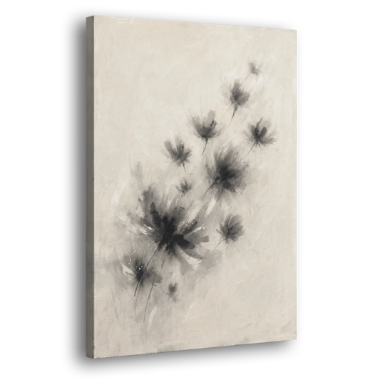 Black and White Abstract Art Prints Charcoal Blooms - Canvas Wall Art - Side