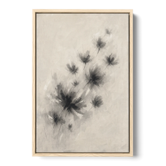 Black and White Abstract Art Prints Charcoal Blooms - Oak Framed Canvas Wall Art - Front