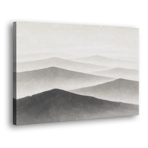 Black and White Bedroom Wall Art of Misty Ridges - Canvas Wall Art - Side