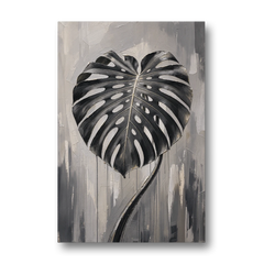 Black and White Botanical Wall Art of Monstera - Canvas Wall Art - Front