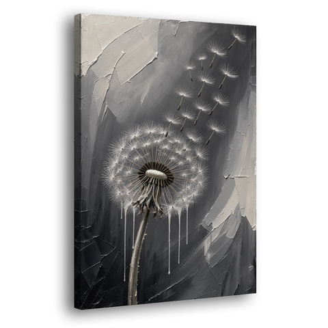 Black and White Canvas Prints with Drifting Dandelion - Canvas Wall Art - Side