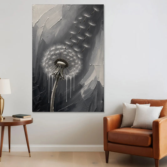 Black and White Canvas Prints with Drifting Dandelion - Canvas Wall Art - Sofa - 40x60