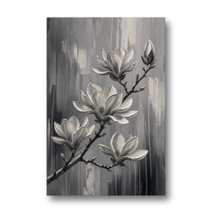 Black and White Floral Canvas of a Magnolia Branch - Canvas Wall Art - Front