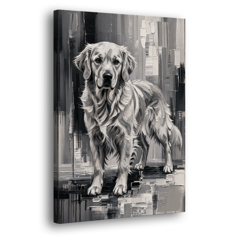 Black and White Golden Retriever Portrait - Canvas Wall Art
