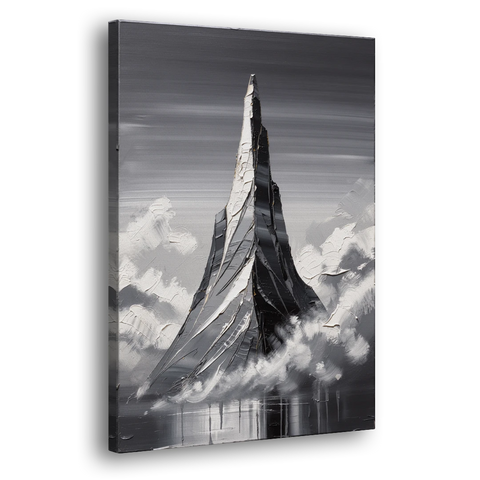 Black and White Granite Mountain Spire - Canvas Wall Art - Side