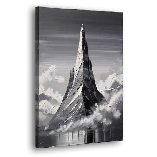 Black and White Granite Spire - Canvas Wall Art - Side