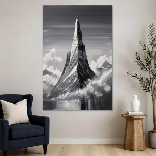 Black and White Granite Mountain Spire - Canvas Wall Art - Sofa - 40x60