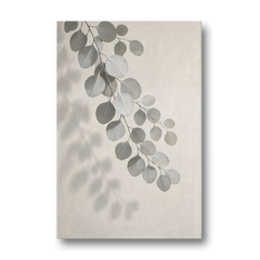 Black and White Hanging Eucalyptus Branch - Canvas Wall Art - Front