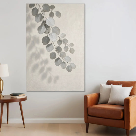 Black and White Hanging Eucalyptus Branch - Canvas Wall Art - Sofa - 40x60