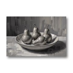 Black and White Kitchen Wall Art of Four Pears - Canvas Wall Art - Front