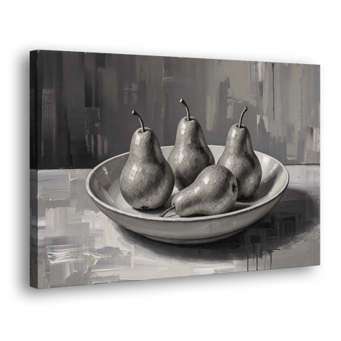 Black and White Kitchen Wall Art of Four Pears - Canvas Wall Art - Side