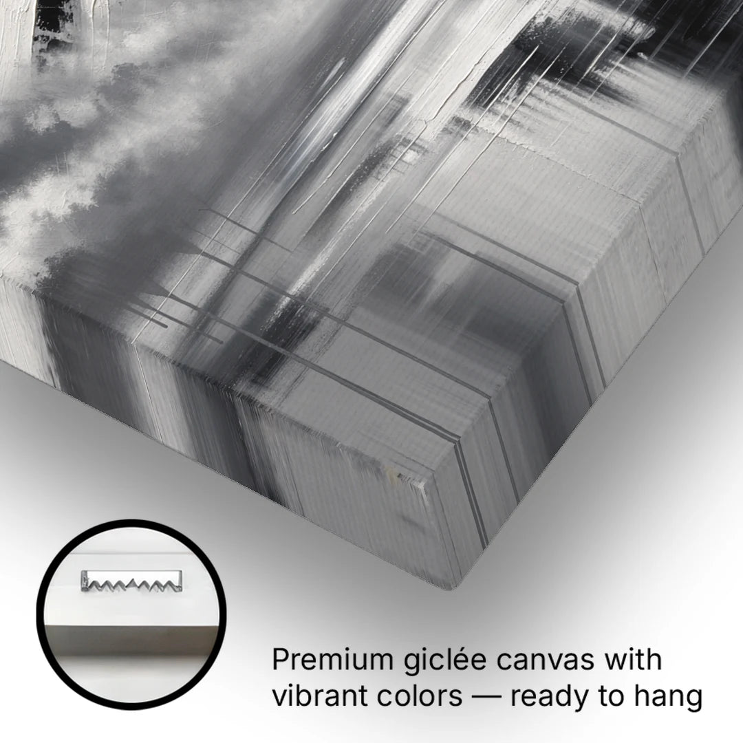 Black and White Mountain Print Above the Clouds - Canvas Wall Art - Gallery Wrap Corner