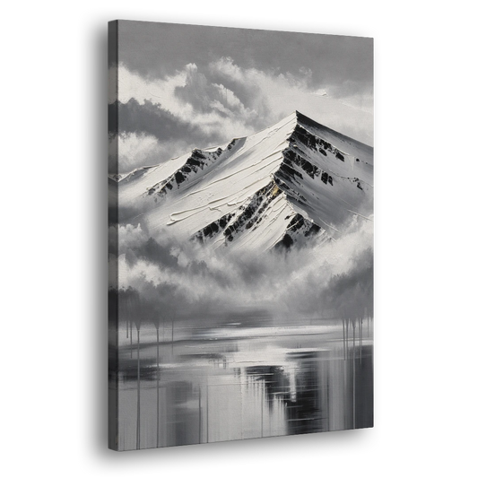 Black and White Mountain Print Above the Clouds - Canvas Wall Art - Side