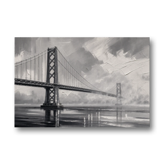 Black and White Panoramic Wall Art of a Bridge - Canvas Wall Art - Front
