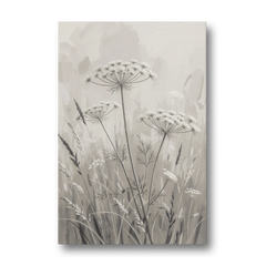 Black and White Queen Anne's Lace Flower Meadow - Canvas Wall Art - Front