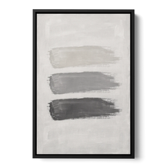 Black and White Stacked Brush Stroke Trio - Black Framed Canvas Wall Art - Front