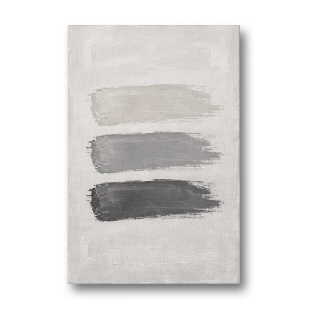 Black and White Stacked Brush Stroke Trio - Canvas Wall Art - Front