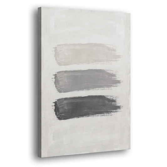 Black and White Stacked Brush Stroke Trio - Canvas Wall Art - Side