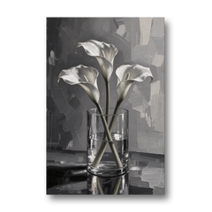 Black and White Still Life Painting Calla Lilies - Canvas Wall Art - Front
