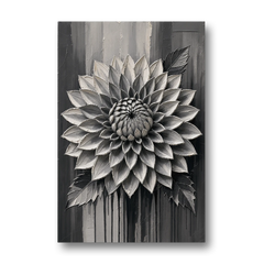 Black and White Textured Wall Art of a Dahlia - Canvas Wall Art - Front