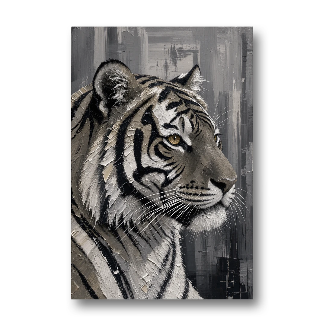 Black and White Tiger Canvas With Gold Eye - Canvas Wall Art - Front