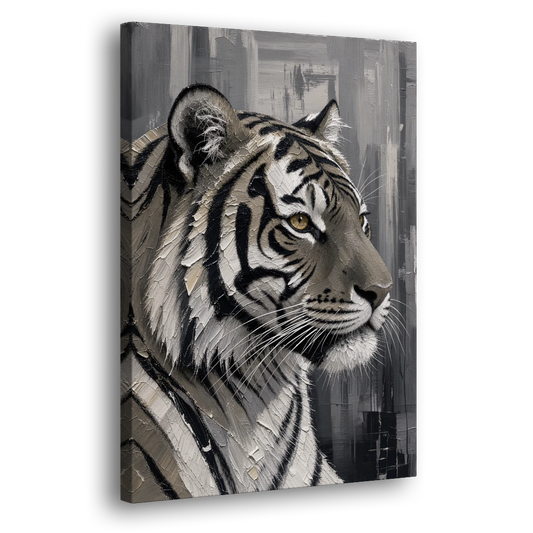 Black and White Tiger Canvas With Gold Eye - Canvas Wall Art - Side
