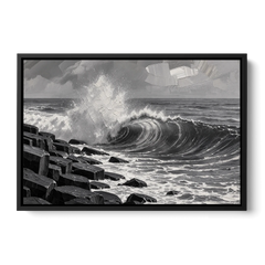 Black and White Wall Art for Living Room - Black Framed Canvas Wall Art - Front