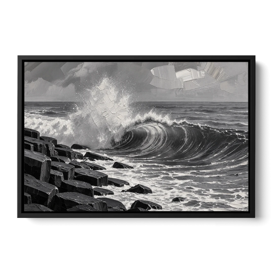 Black and White Wall Art for Living Room - Black Framed Canvas Wall Art - Front