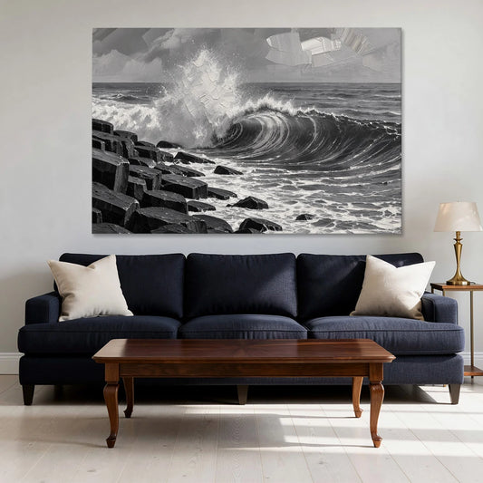 Black and White Wall Art for Living Room - Canvas Wall Art - Sofa - 60x40