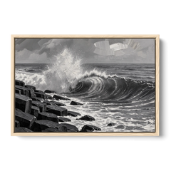 Black and White Wall Art for Living Room - Oak Framed Canvas Wall Art - Front