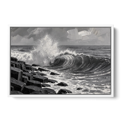 Black and White Wall Art for Living Room - White Framed Canvas Wall Art - Front