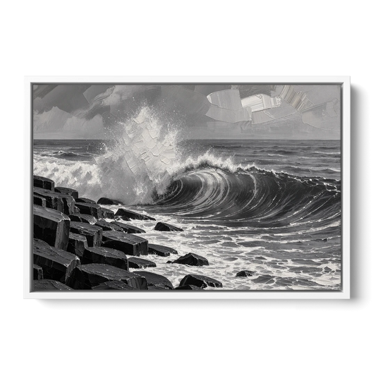 Black and White Wall Art for Living Room - White Framed Canvas Wall Art - Front
