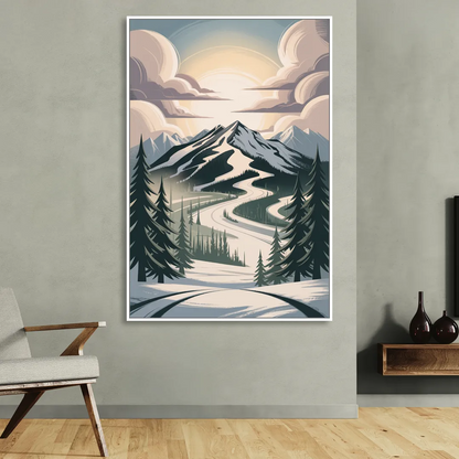 Blackcomb Mountain View Sitting Room - White Canvas Wall Art