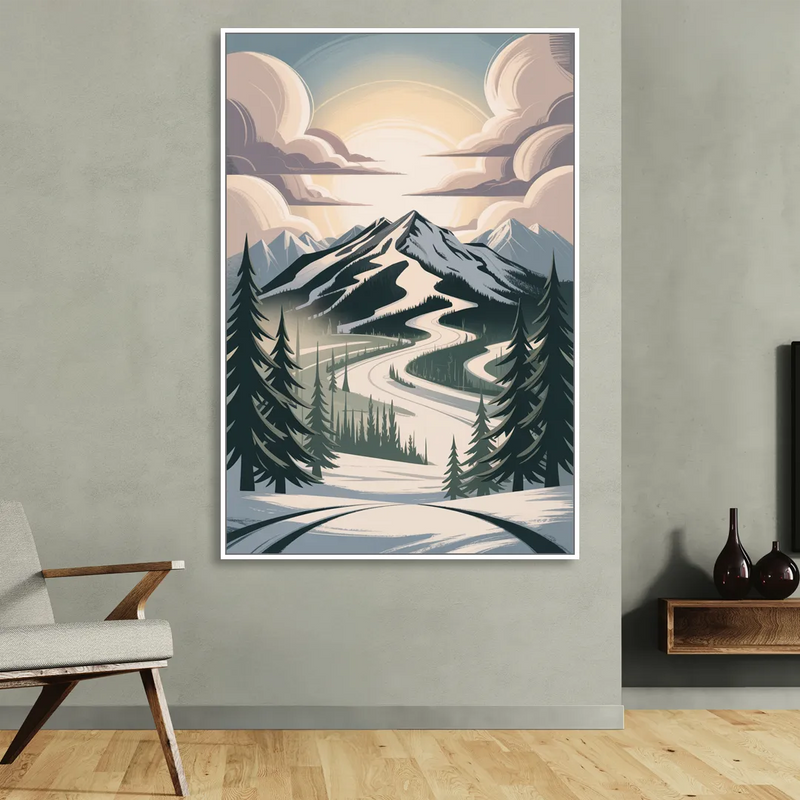 Blackcomb Mountain View Sitting Room - White Canvas Wall Art