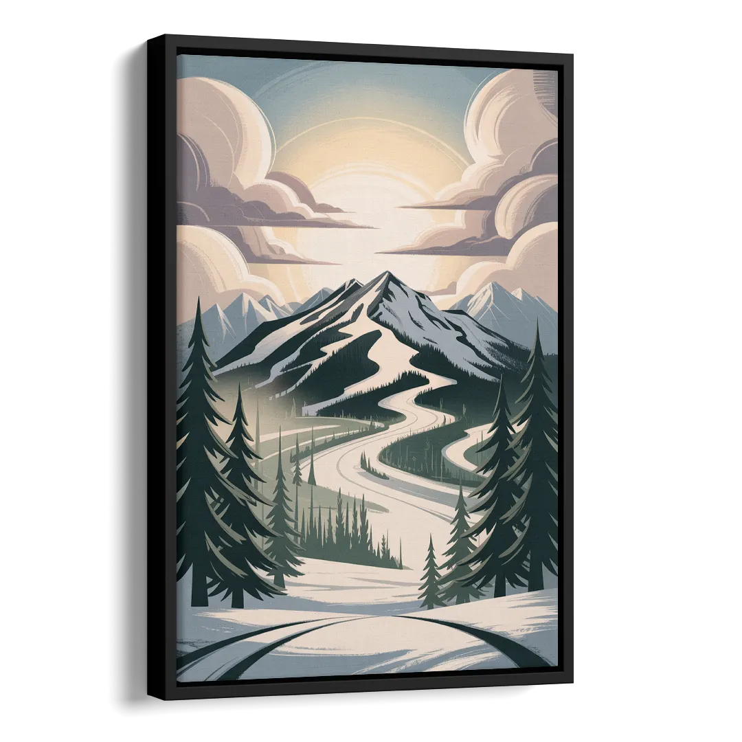 Blackcomb Mountain View Side - Black Canvas Wall Art