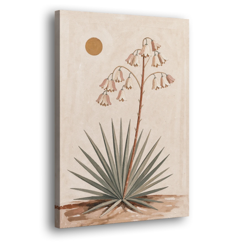 Blooming Yucca Stalk with Cream Bells - Canvas Wall Art - Side