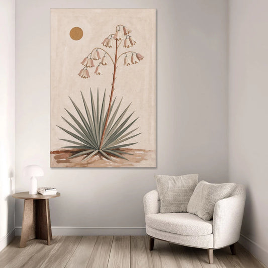 Blooming Yucca Stalk with Cream Bells - Canvas Wall Art - Sofa - 40x60