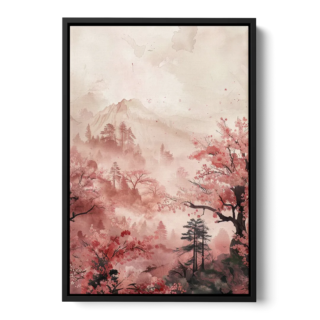 Blossoms in Still Air Front - Black Canvas Wall Art