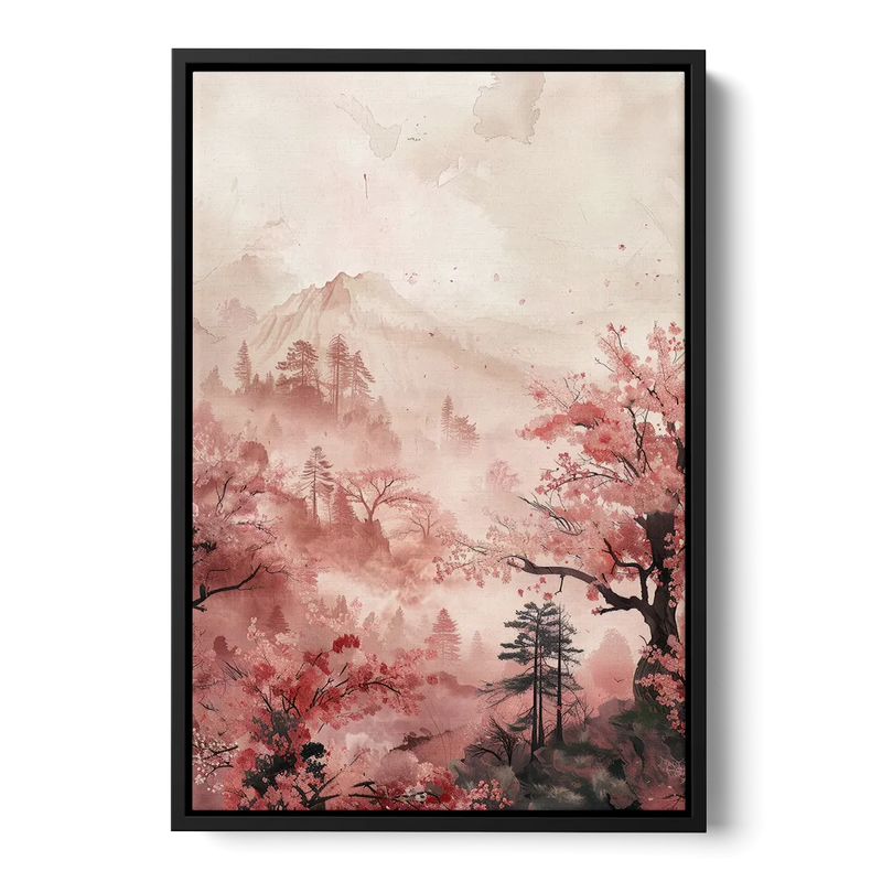 Blossoms in Still Air Front - Black Canvas Wall Art