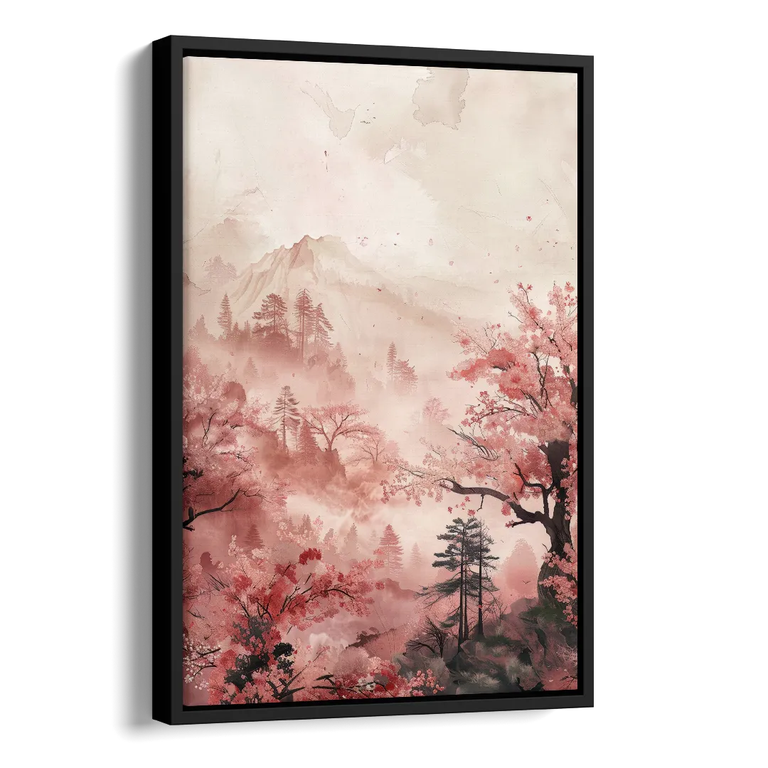 Blossoms in Still Air Side - Black Canvas Wall Art