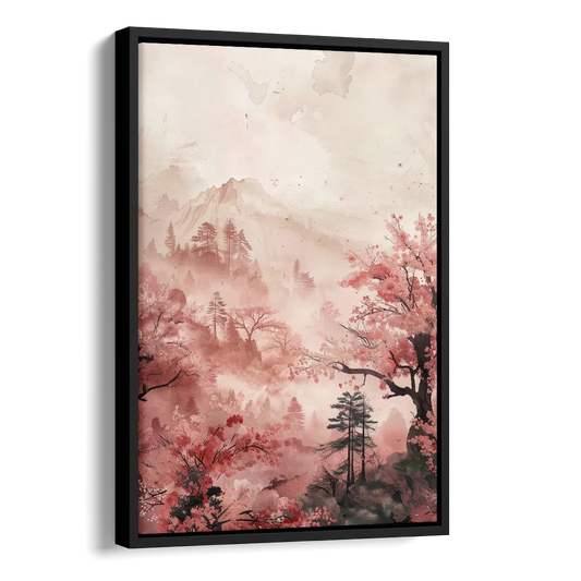 Blossoms in Still Air Side - Black Canvas Wall Art