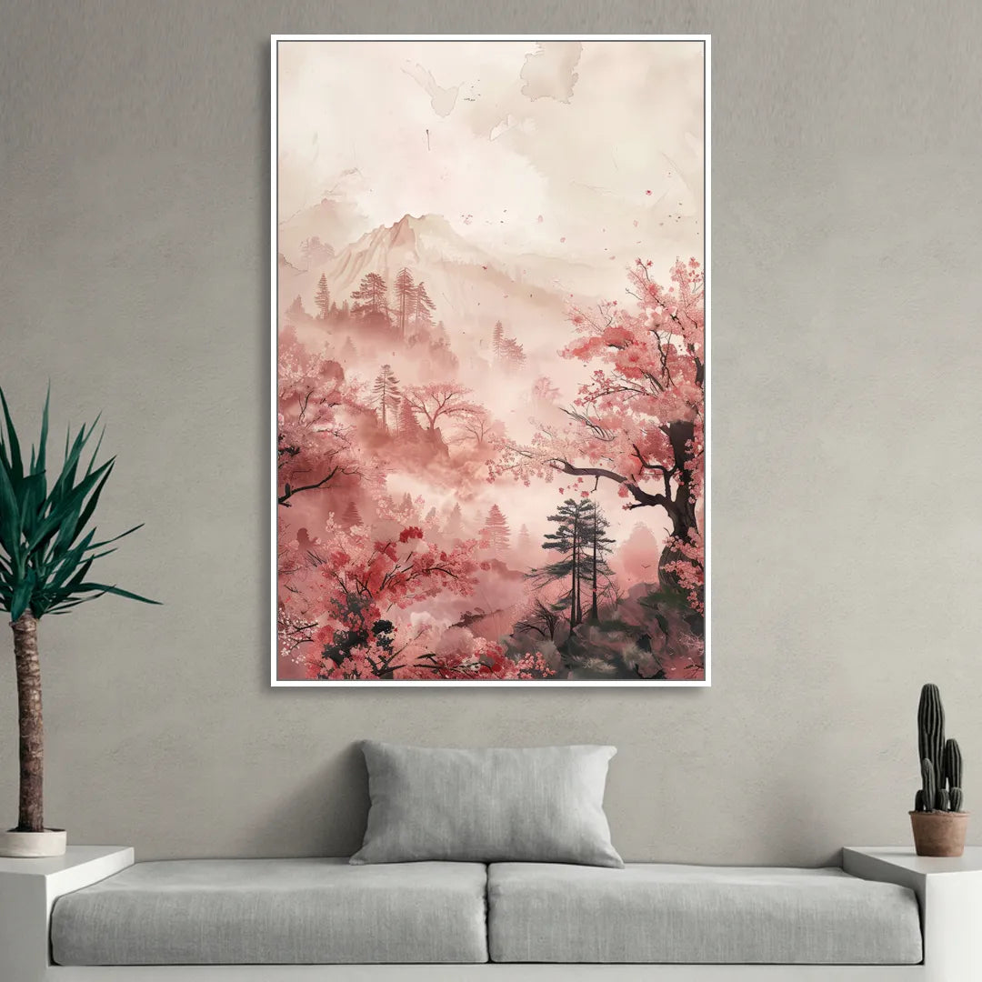 Blossoms in Still Air Sitting Room - White Canvas Wall Art
