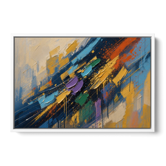 Blue Abstract Jewel Splatter Sweep - White Framed Canvas Wall Art - Front