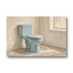 Blue Bathroom Wall Decor with Window Light - Canvas Wall Art - Front