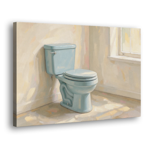 Blue Bathroom Wall Decor with Window Light - Canvas Wall Art - Side