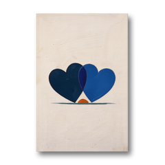Blue Heart Painting with Ember Crescent - Canvas Wall Art - Front