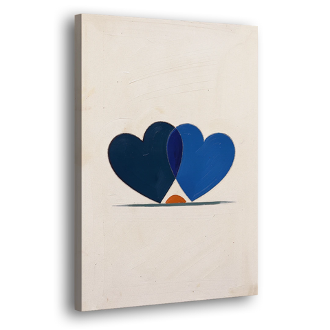 Blue Heart Painting with Ember Crescent - Canvas Wall Art - Side