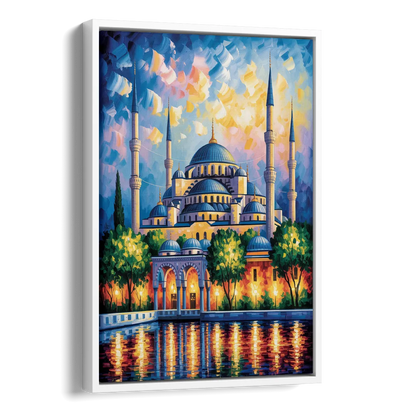 Blue Mosque Serenity Side - White Canvas Wall Art